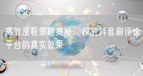 高效涨粉策略揭秘:探究抖音刷评论平台的真实效果