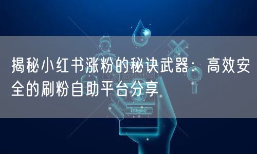 揭秘小红书涨粉的秘诀武器：高效安全的刷粉自助平台分享
